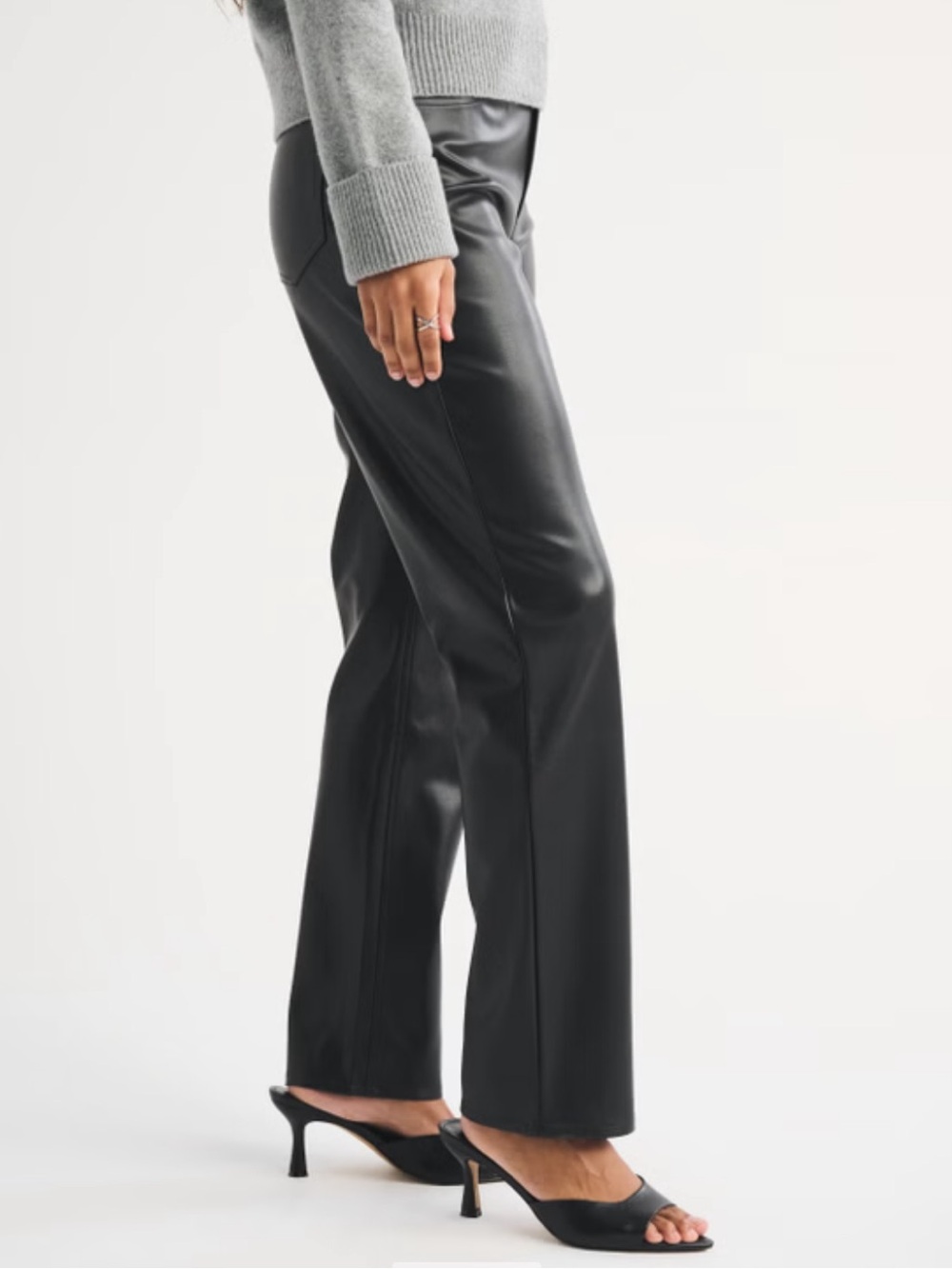 Abercrombie Curve Love High Rise 90s Straight Vegan Leather Pant